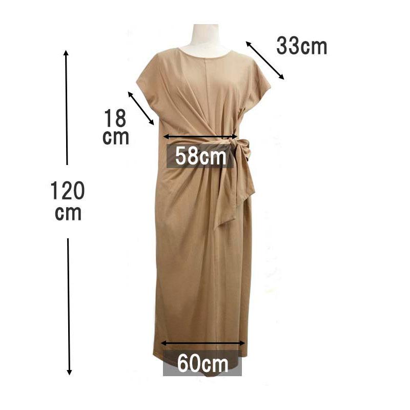 リボンワンピース レディース ロング カットソーワンピース カジュアル 体型カバー フレンチスリーブ ドレープ dress |  | 14
