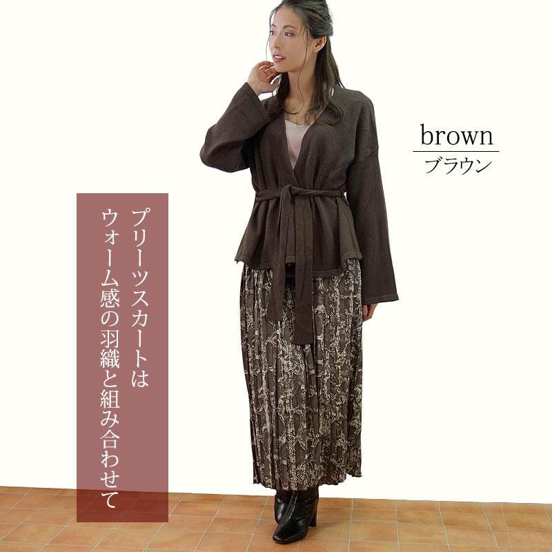 ニット カーディガン レディース 羽織り 長袖 ノーカラー ベルト付き 前開き ショートガウン カシュクール |  | 02