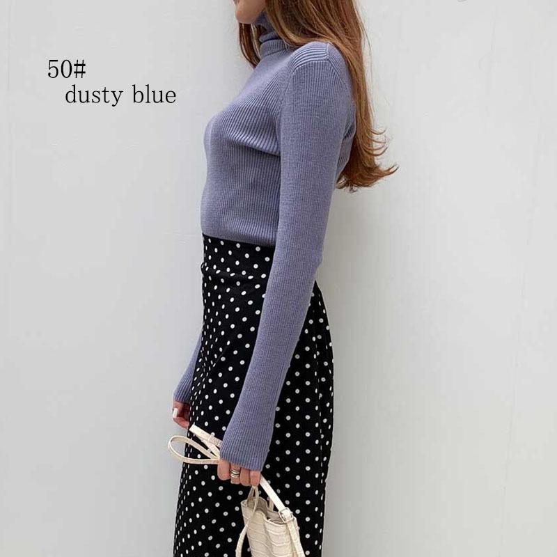 タートルネック リブニット トップス レディース 長袖 ハイゲージリブ インナー レーヨン シンプル |  | 10