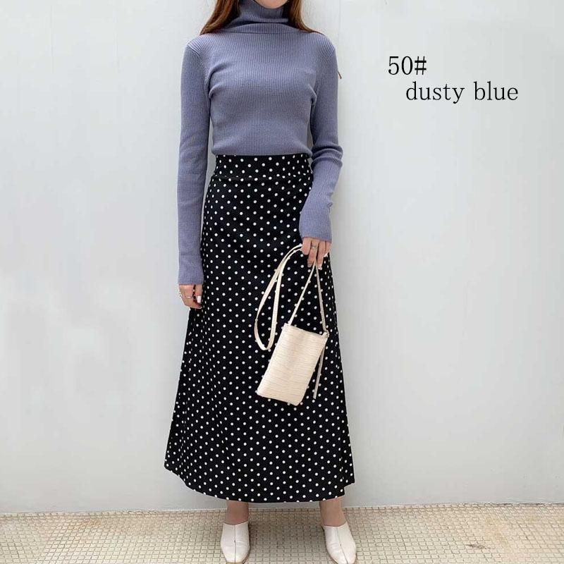 タートルネック リブニット トップス レディース 長袖 ハイゲージリブ インナー レーヨン シンプル |  | 12