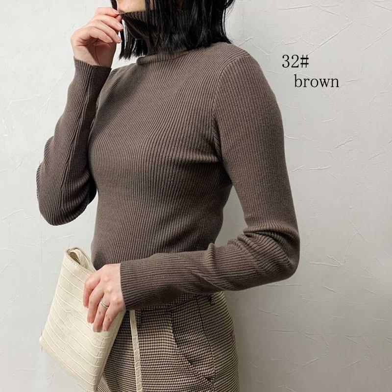 タートルネック リブニット トップス レディース 長袖 ハイゲージリブ インナー レーヨン シンプル |  | 14