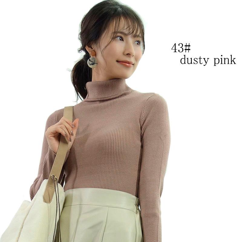 タートルネック リブニット トップス レディース 長袖 ハイゲージリブ インナー レーヨン シンプル |  | 04