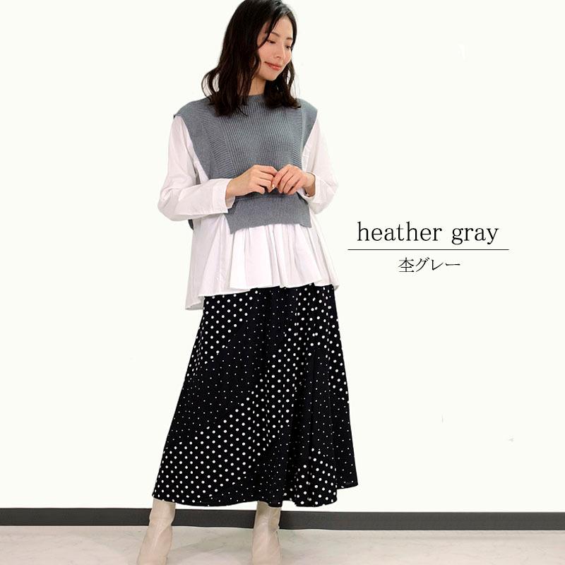 ニット トップス レディース 重ね着風 シャツ ドッキングニット 長袖 セーター ボリューム袖 韓国 |  | 11