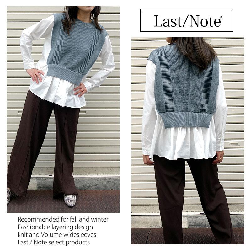 ニット トップス レディース 重ね着風 シャツ ドッキングニット 長袖 セーター ボリューム袖 韓国 |  | 12