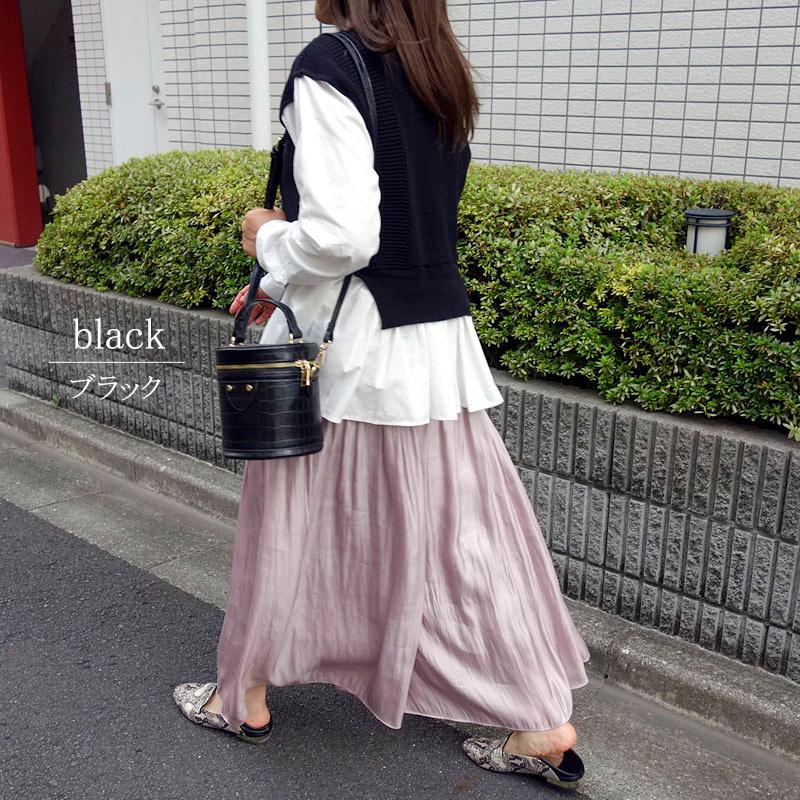 ニット トップス レディース 重ね着風 シャツ ドッキングニット 長袖 セーター ボリューム袖 韓国 |  | 06