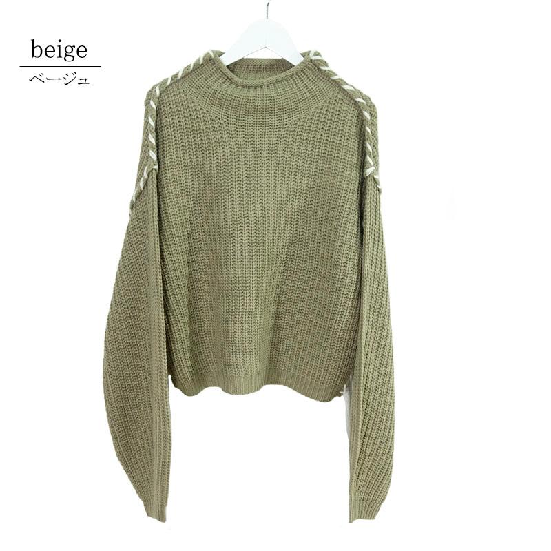 ニット トップス レディース 長袖 ハンドステッチ ポワン袖 ボトルネック ボリューム袖 フリンジ カジュアル セーター |  | 12