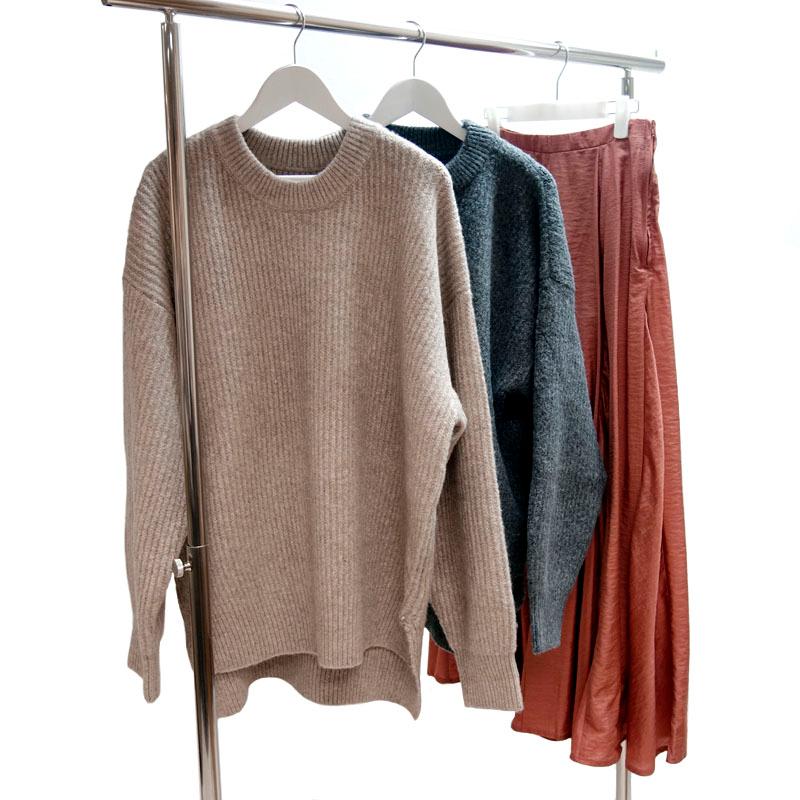 ニット トップス レディース 長袖 クルーネック リブ 杢 畔 畦 プルオーバー カジュアル ニット セーター 無地 |  | 10