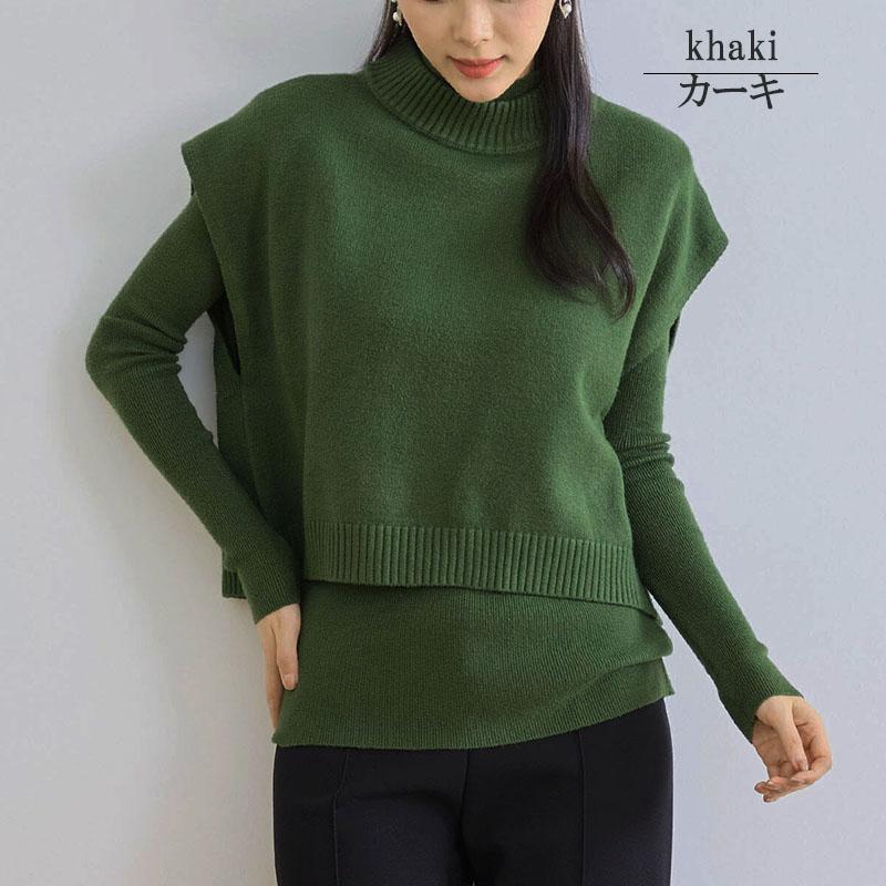 アンサンブルニット レディース ポンチョ ケープ クロップドニット