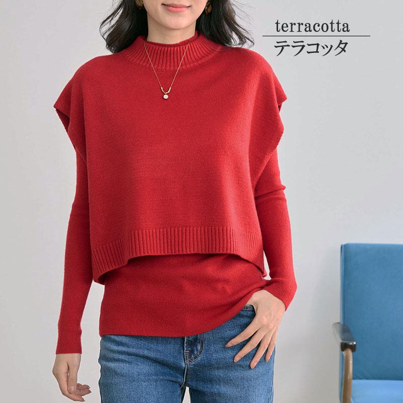 アンサンブルニット レディース ポンチョ ケープ クロップドニット