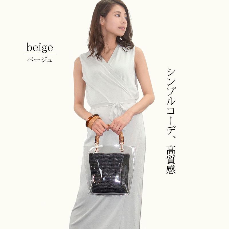 ニットワンピース レディース ロング ノースリーブ カシュクール ラップ 上質 高見え |  | 02