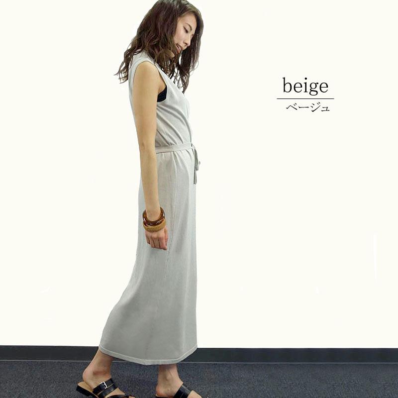 ニットワンピース レディース ロング ノースリーブ カシュクール ラップ 上質 高見え |  | 04