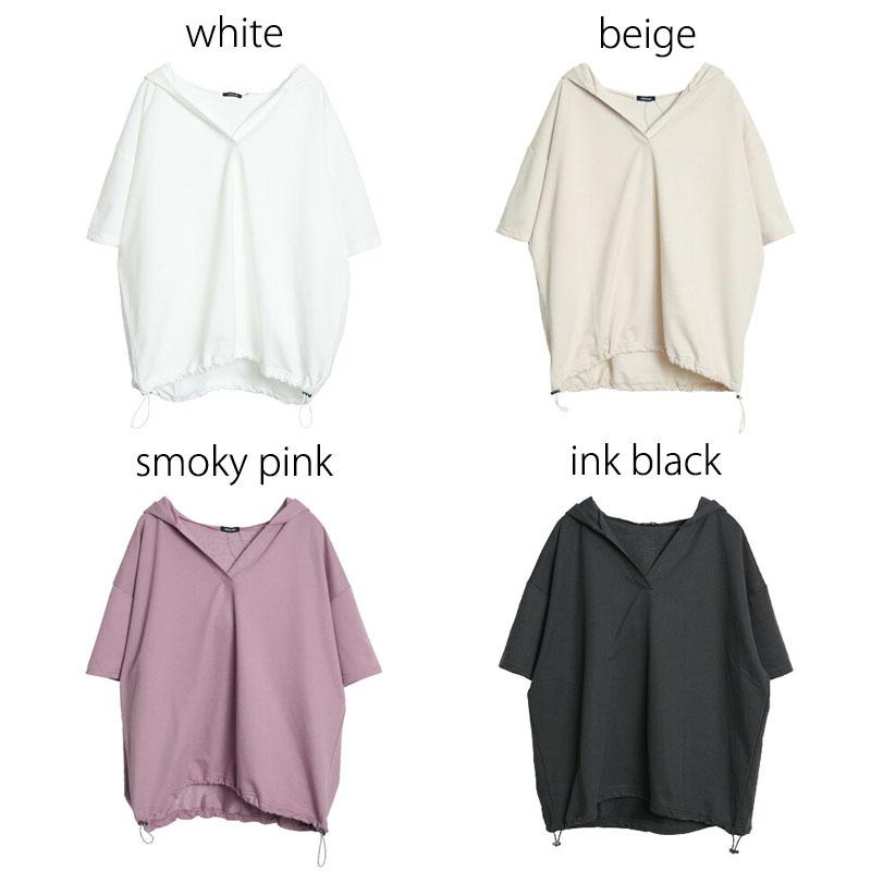 プルオーバー 五分袖パーカー レディース トップス フード ドロップショルダー ドロスト 大きめ 二の腕カバー |  | 14