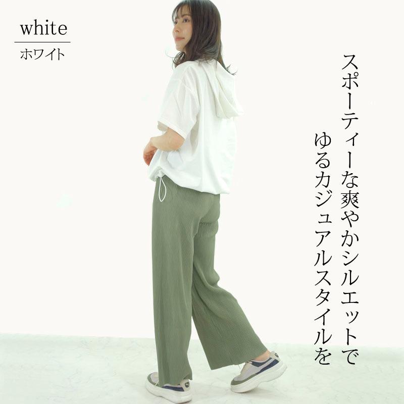 プルオーバー 五分袖パーカー レディース トップス フード ドロップショルダー ドロスト 大きめ 二の腕カバー |  | 02