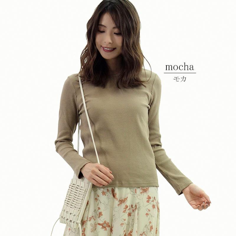 リブカットソー トップス レディース 長袖 綿 インナー 2way バックポイント ベーシック プチプラ |  | 06