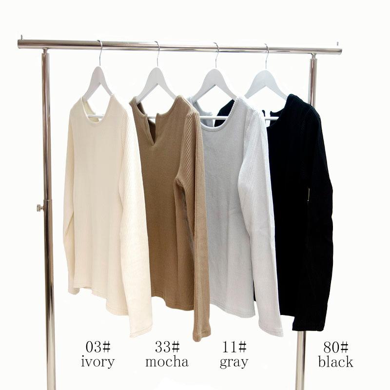 リブカットソー トップス レディース 長袖 綿 インナー 2way バックポイント ベーシック プチプラ |  | 08