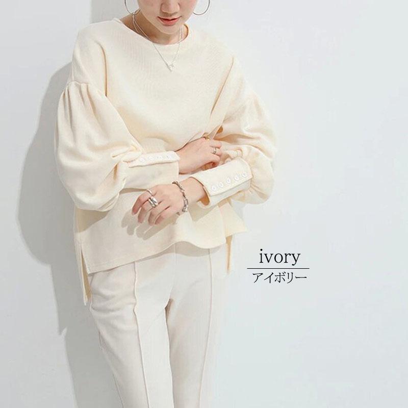 カットソー 長袖 レディース ニット ボートネック きれいめ カフス 上質 ランタンスリーブ ゆったり オフィスカジュアル |  | 04