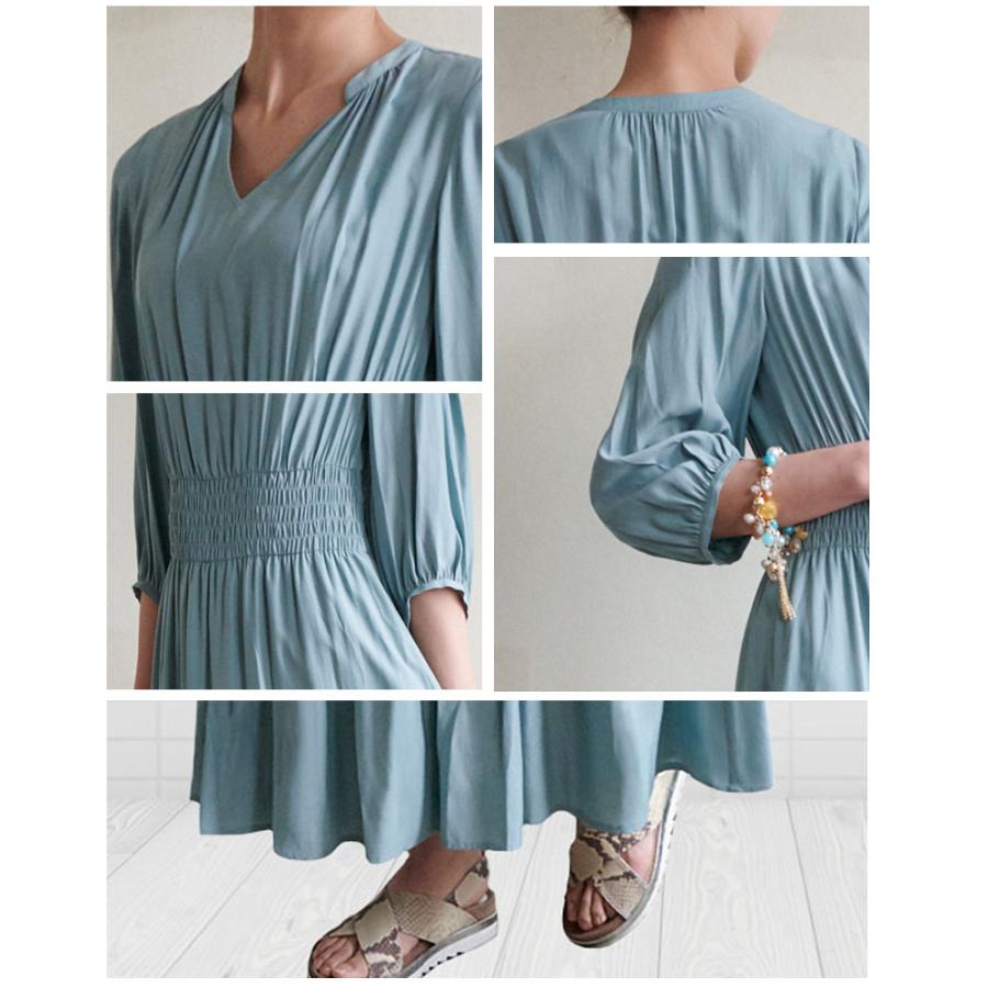 ロングワンピース 花柄 ティアード きれいめ 無地 上品 マキシ 七分袖 ウエストマーク 脚長効果 プリント 高見え |  | 14