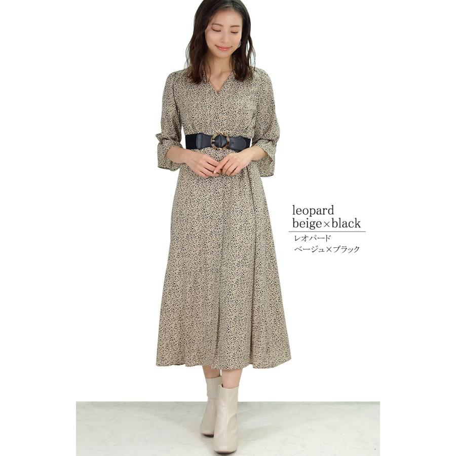2wayワンピース レディース ロング ノーカラー 前開き Vネック 上品 レオパード柄 花柄 レイヤード レトロ |  | 06
