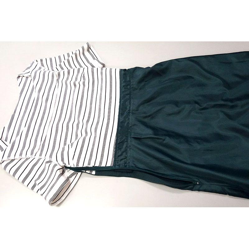 ドッキングワンピース レディース ロング 半袖 きれいめ 異素材 ウエストマーク スタイルアップ ボーダー dress |  | 16