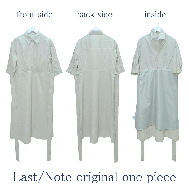 ストライプ ワンピース レディース ロング 七分袖 上品 シャツワンピース ウエストリボン きれいめ しわになりにくい dress |  | 08