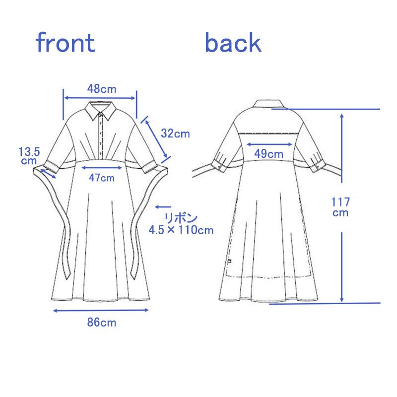 ストライプ ワンピース レディース ロング 七分袖 上品 シャツワンピース ウエストリボン きれいめ しわになりにくい dress |  | 09