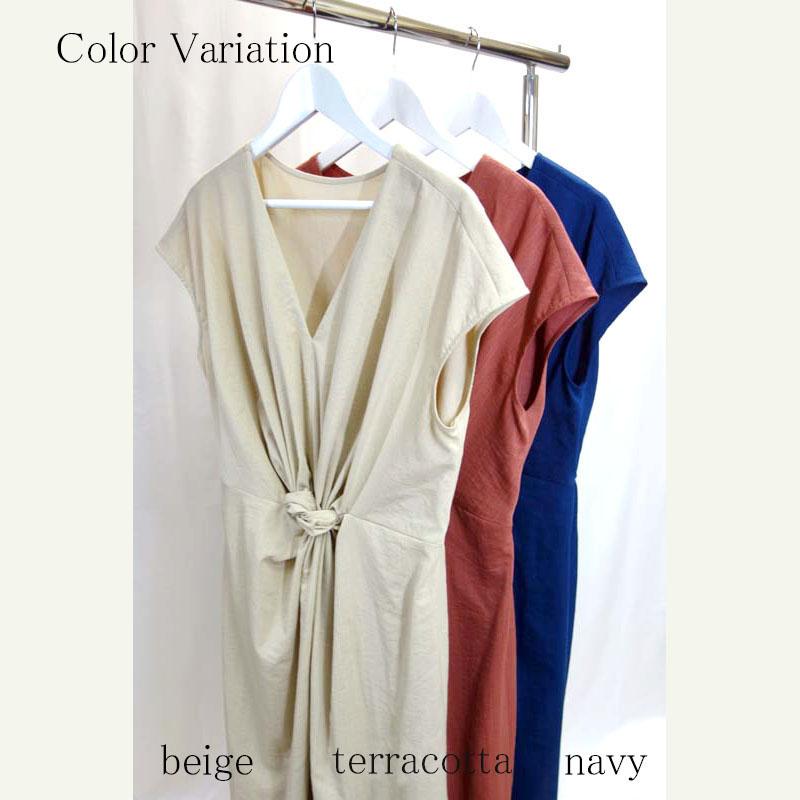 ロングワンピース レディース ドレープ リネンライク カジュアル 上質 フレンチスリーブ スリット 高見え dress |  | 13