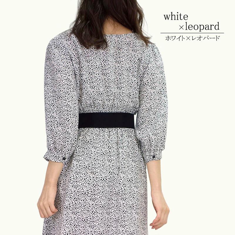 フレアーワンピース レディース ロング マキシ丈 シャーリング 小花柄 ヒョウ柄 クラシカル スタイルアップ モダン |  | 05