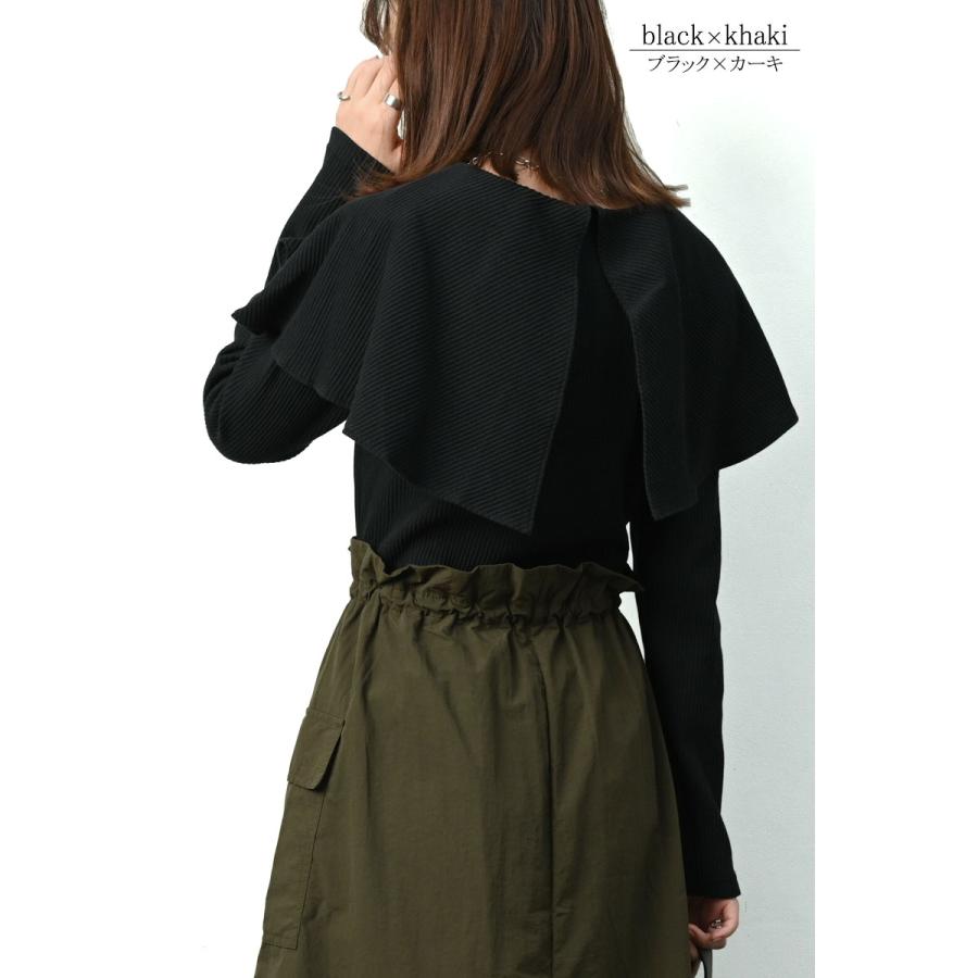 ドッキングワンピース ロング レディース 長袖 ニットワンピース きれいめ ビッグカラー カットソー 上品 大人 脚長効果 dress |  | 11