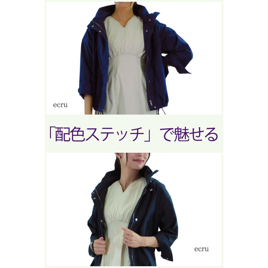 ワンピース レディース ロング 半袖 配色ステッチ ウエストゴム きれいめ オフィス 脚長効果 オリジナル dress |  | 05