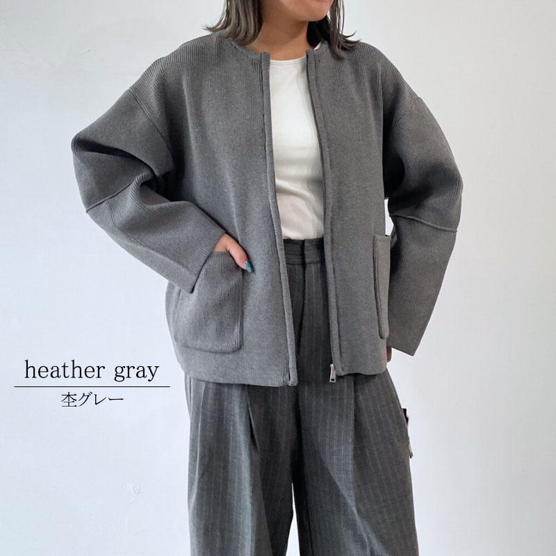 ジャケット ブルゾン レディース ランタンスリーブ ニット ノーカラー クルーネック ニットカーディガン |  | 06