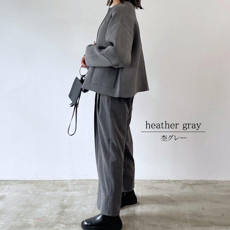 ジャケット ブルゾン レディース ランタンスリーブ ニット ノーカラー クルーネック ニットカーディガン |  | 08