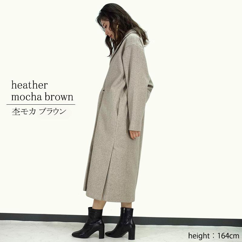 チェスターコート レディース ロング ソリッド サイドスリット フェイクウール 杢調 高見え |  | 09