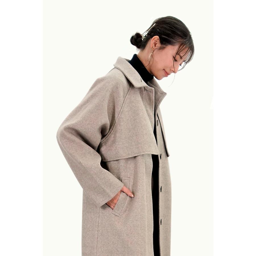 ウール風 ロングコート レディース スタンドカラー ステンカラー 2wayカラー ケープ 杢 |  | 07