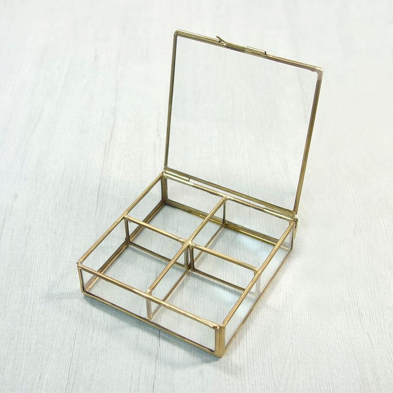 アクセサリーケース 真鍮 4BOX ガラスケース ジュエリーボックス 収納 整理用品 小物入れ インテリア雑貨 コンパクト BRASS |  | 01