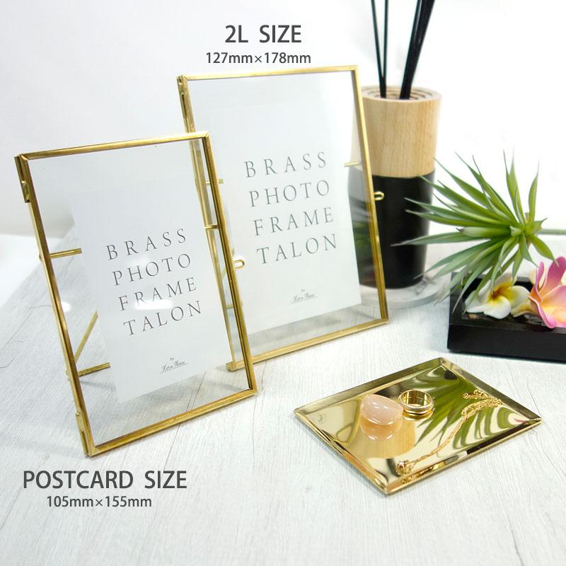 フォトフレーム 真鍮 ゴールド ハガキサイズ フォトスタンド 写真立て アンティーク ガラス メタルフレーム BRASS |  | 01