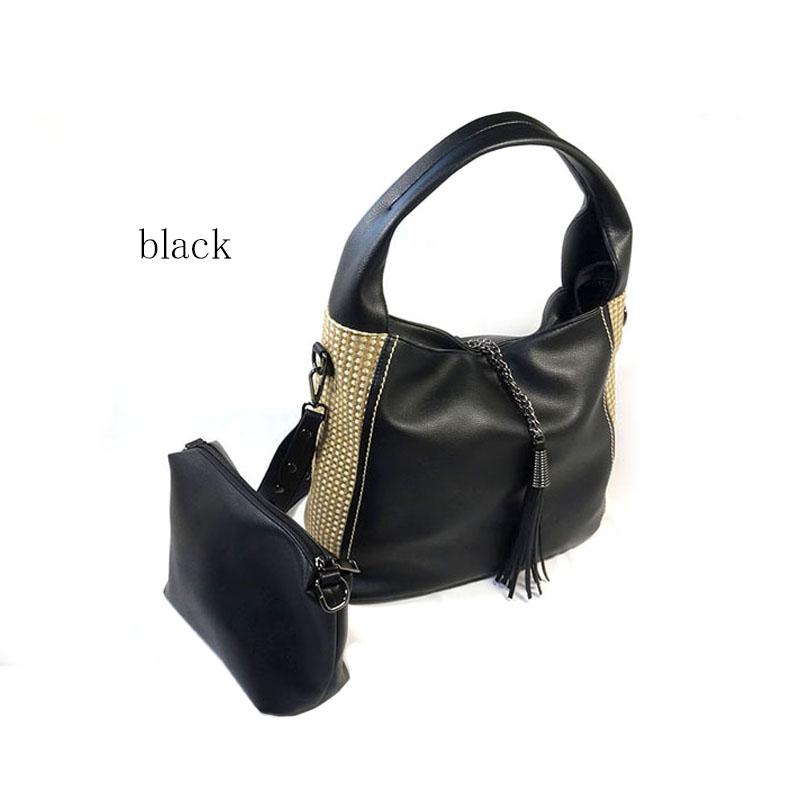 ショルダーバッグ レディース 斜め掛け ポーチ付き 大きめ A4 バッグインバッグ 合成皮革 大容量 異素材 タッセル フリンジ |  | 07