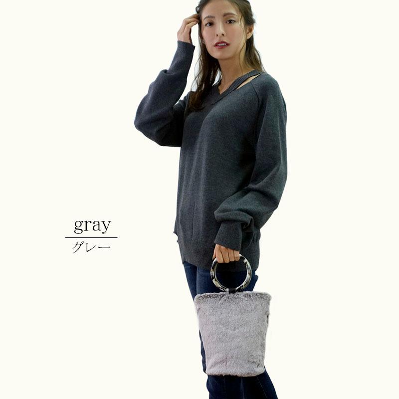 フェイクファーバッグ レディース ハンドバッグ 斜め掛け 2way 小さめ 軽量 エコファー マグネット開閉 |  | 02