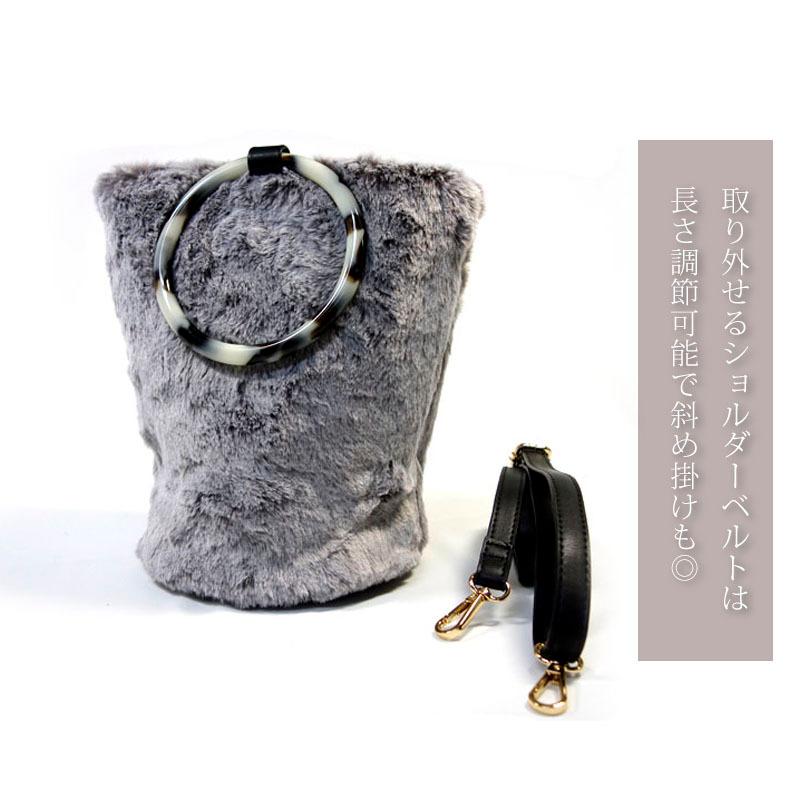 フェイクファーバッグ レディース ハンドバッグ 斜め掛け 2way 小さめ 軽量 エコファー マグネット開閉 |  | 04