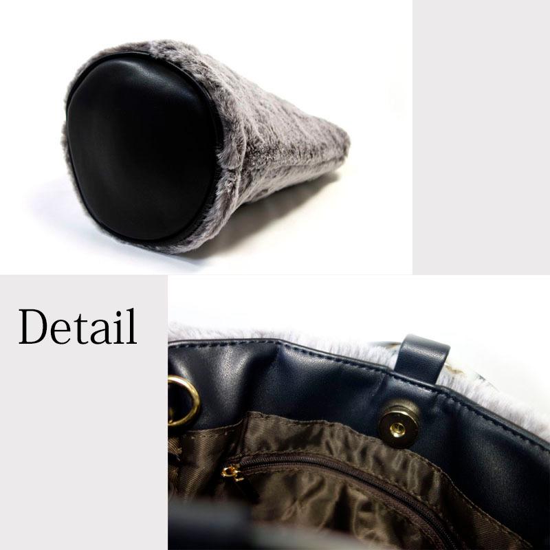 フェイクファーバッグ レディース ハンドバッグ 斜め掛け 2way 小さめ 軽量 エコファー マグネット開閉 |  | 06