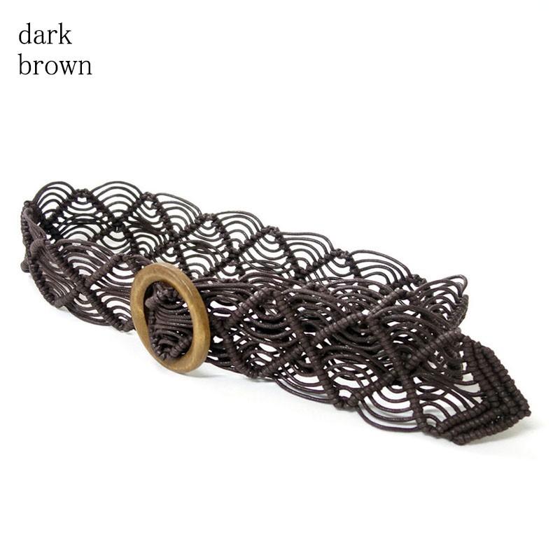 マクラメ編み ベルト レディース メッシュ 太い 木製 ウッドバックル ナチュラル ストレスフリー variety belt |  | 10