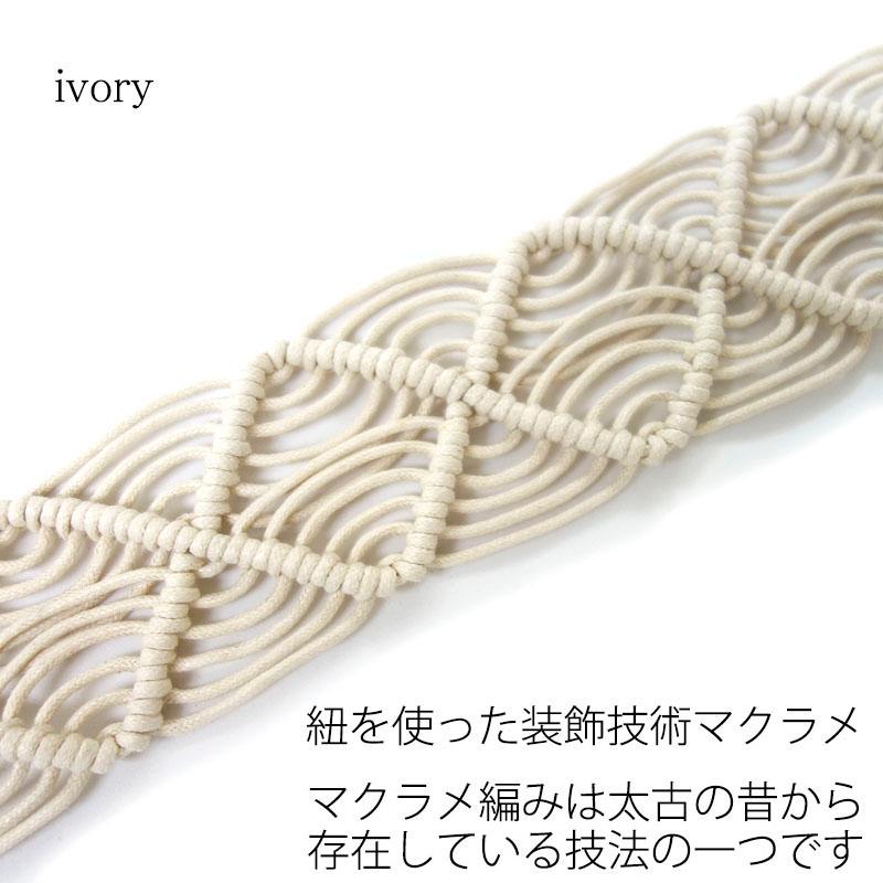 マクラメ編み ベルト レディース メッシュ 太い 木製 ウッドバックル ナチュラル ストレスフリー variety belt |  | 05