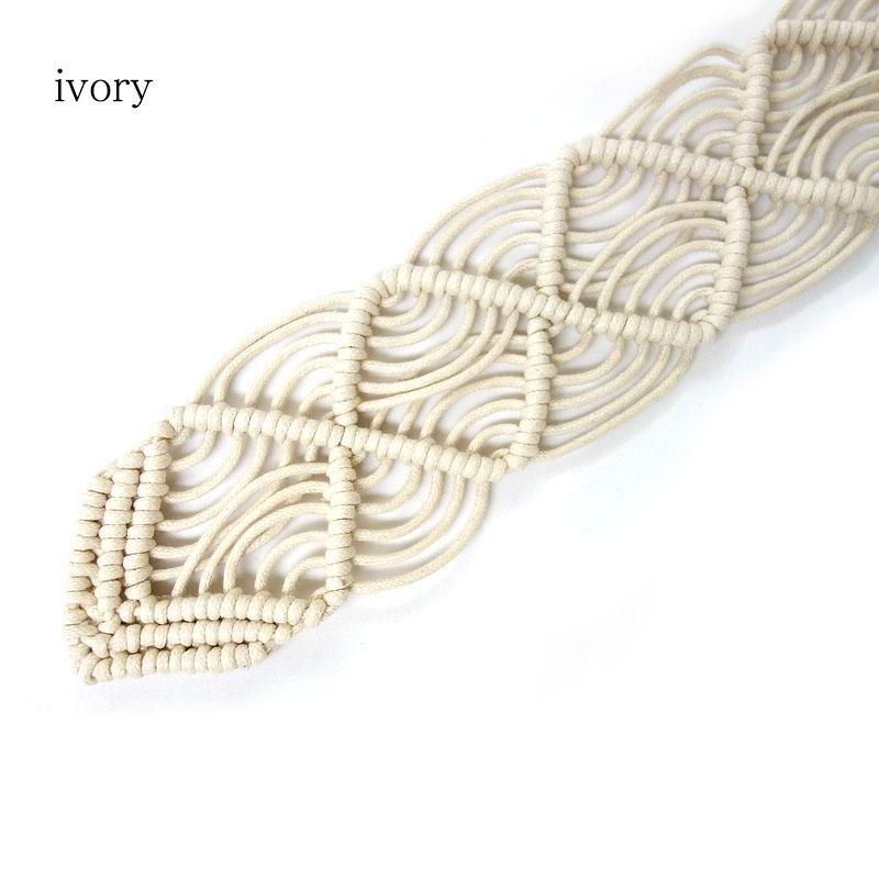 マクラメ編み ベルト レディース メッシュ 太い 木製 ウッドバックル ナチュラル ストレスフリー variety belt |  | 06