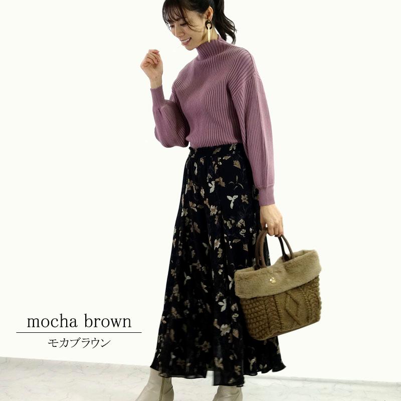 トートバッグ レディース ニット エコファー 小さめ 軽い ケーブル柄 アラン柄 ふわふわ 編地 配色 マグホック |  | 06