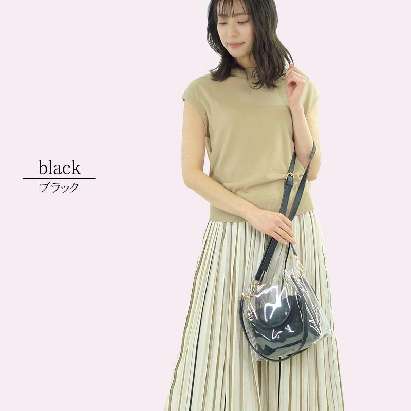 クリアバッグ レディース ショルダーバッグ 斜め掛け 小さめ 2way 3way 軽量 スケルトンバッグ ゴールド金具 ポーチ付き |  | 08