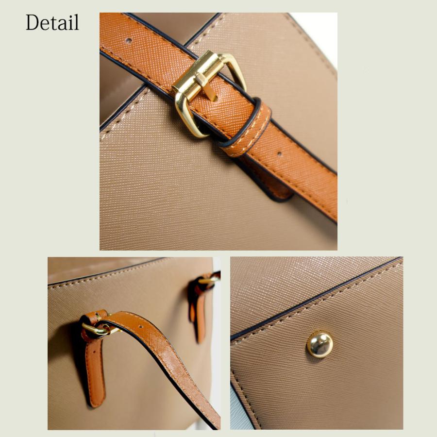 バッグ 3点セット レディース ショルダーバッグ 斜めがけ ポーチ付き 2way 3way 機能的 フェイクレザー 配色 |  | 10