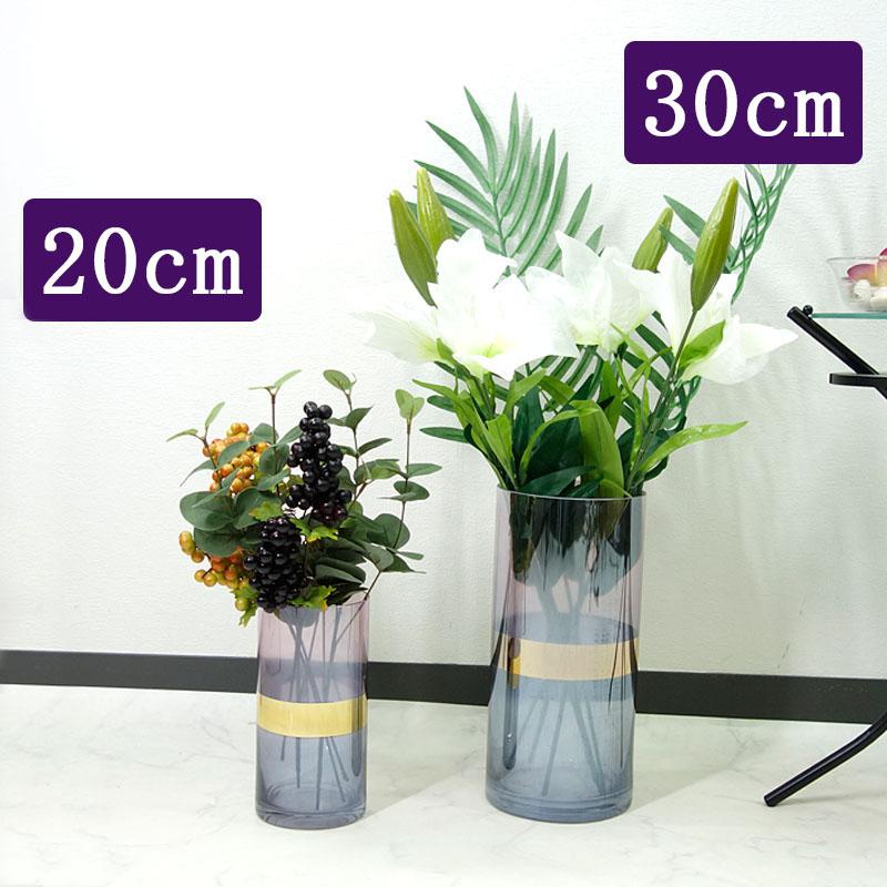 フラワベース 北欧風 花瓶 ガラス ゴールド 透明 円柱 おしゃれ 小型 20cm モダン インテリア雑貨 フラワースタンド 花器 |  | 01