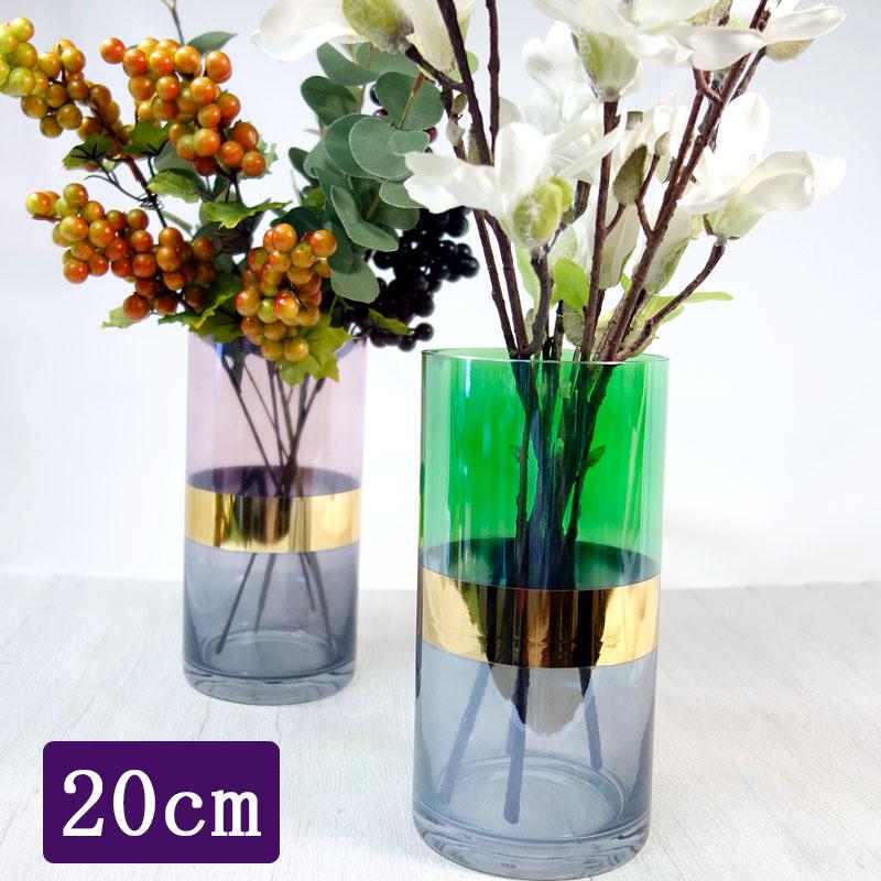 フラワベース 北欧風 花瓶 ガラス ゴールド 透明 円柱 おしゃれ 小型 20cm モダン インテリア雑貨 フラワースタンド 花器 |  | 02