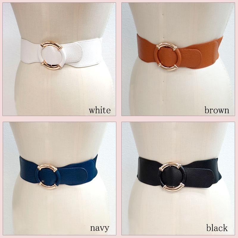 ベルト レディース ワイド 太め ゴムベルト ゴールドバックル 伸縮性 細見え 立体的 高見え variety belt |  | 10