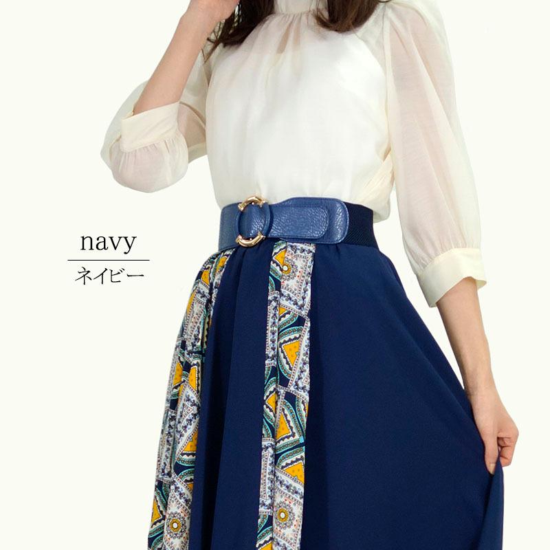 ベルト レディース ワイド 太め ゴムベルト ゴールドバックル 伸縮性 細見え 立体的 高見え variety belt |  | 04