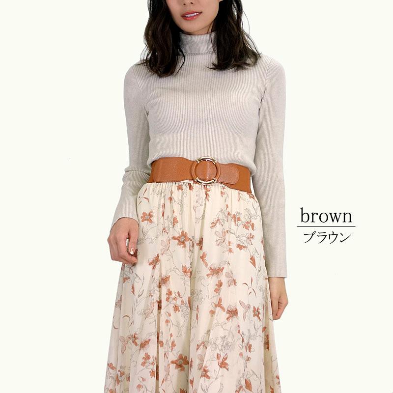 ベルト レディース ワイド 太め ゴムベルト ゴールドバックル 伸縮性 細見え 立体的 高見え variety belt |  | 05